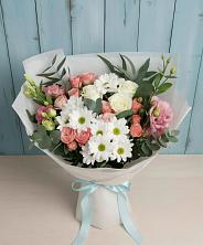 Букет цветов из:  Розы, Лизиантусы и Хризантемы в Мелиховской