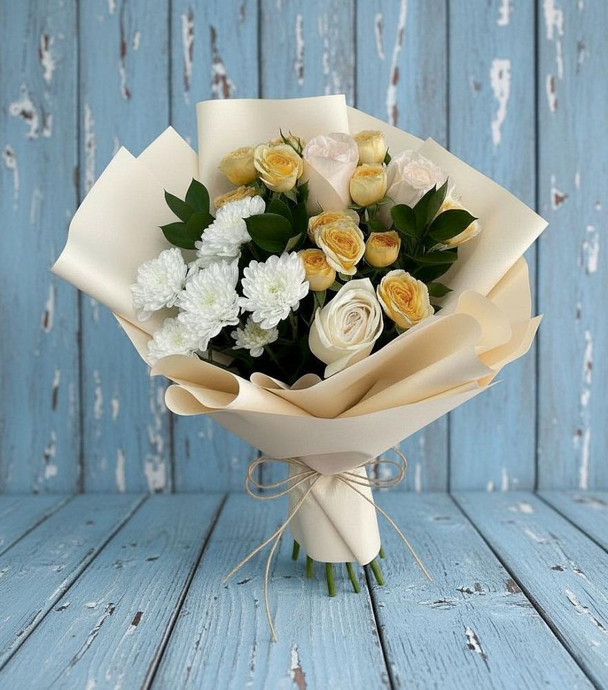 Букет цветов из: Розы и Хризантемы в Мелиховской
