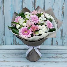Букет цветов из:  Герберы, Альстромерии и Хризантемы в Мелиховской