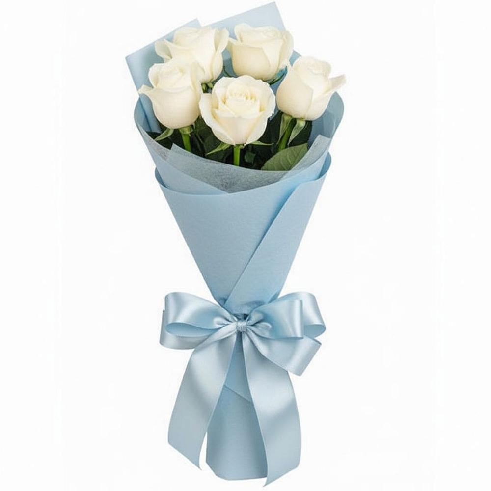 Букет 5 Белых роз Проуд в Мелиховской