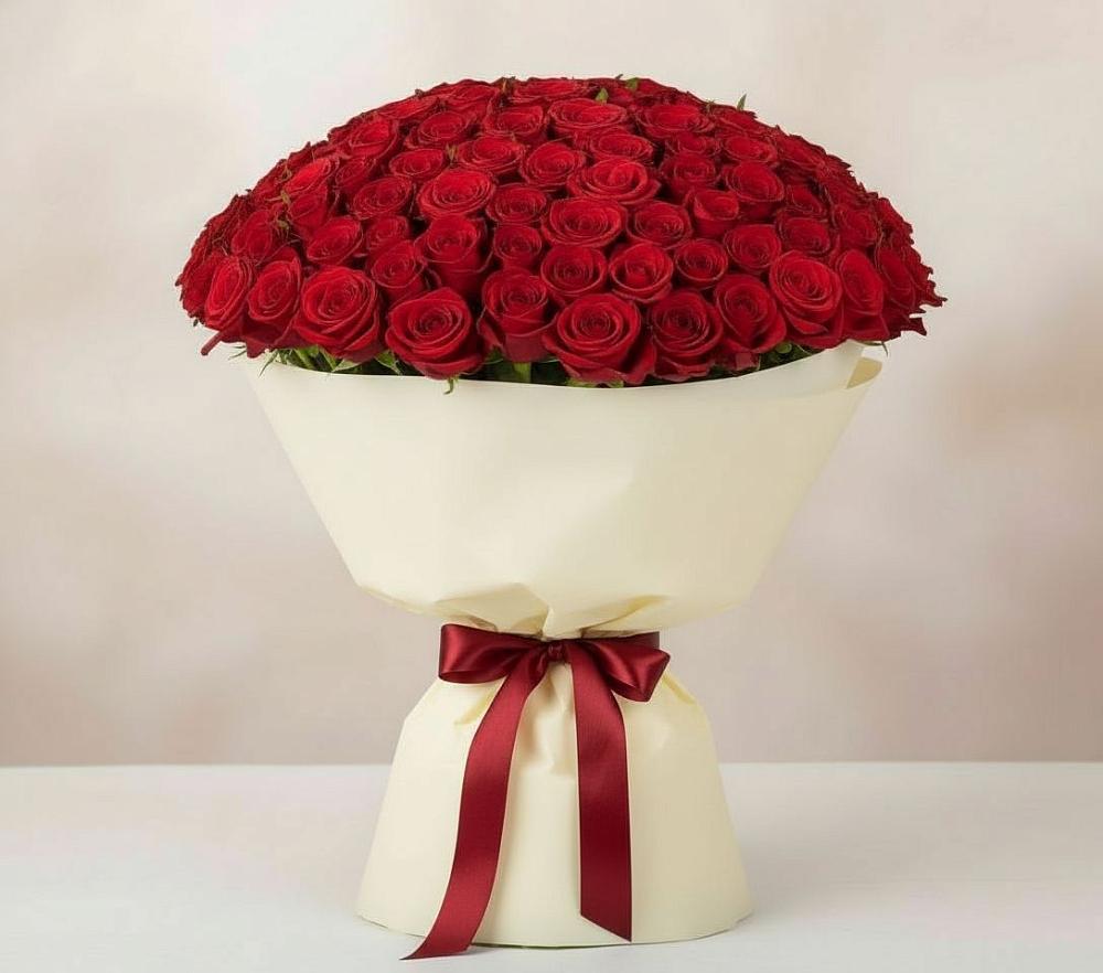 Букет 101 Красная роза Милано в Мелиховской