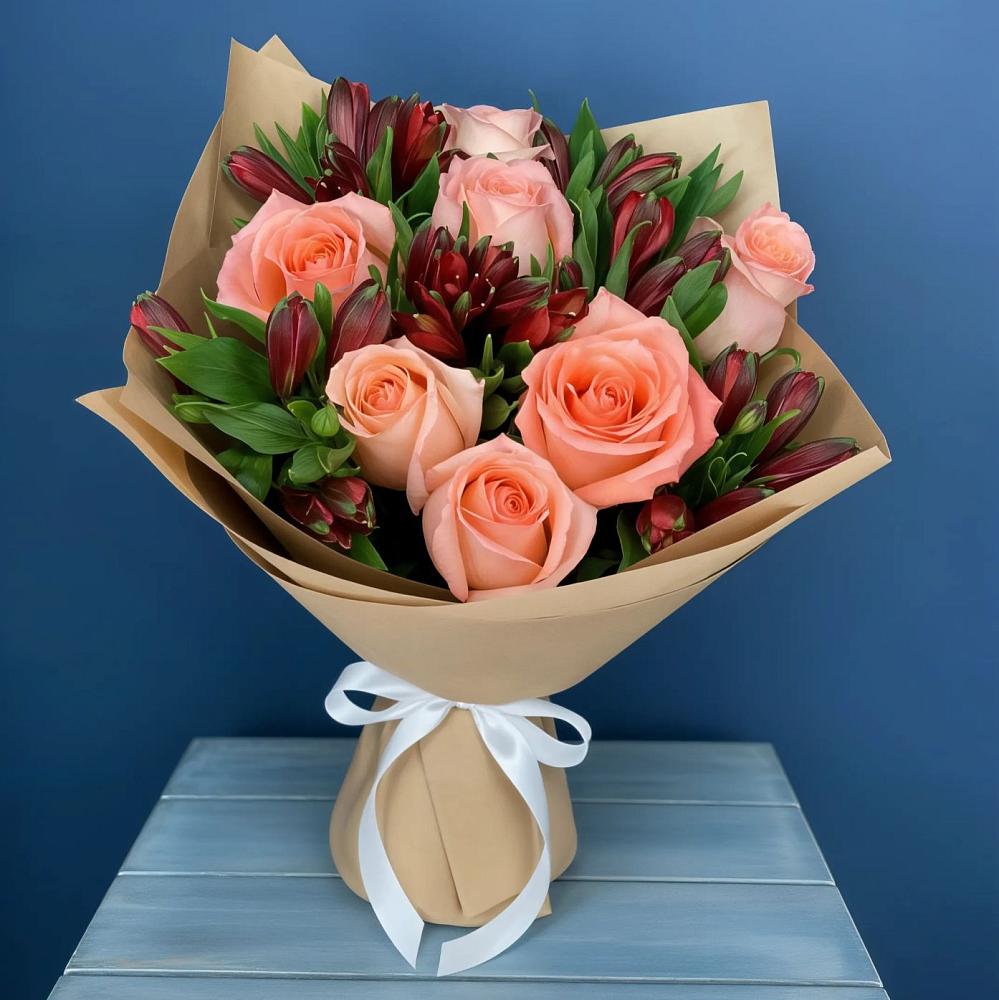 Букет цветов из: Розы и Альстромерии в Мелиховской