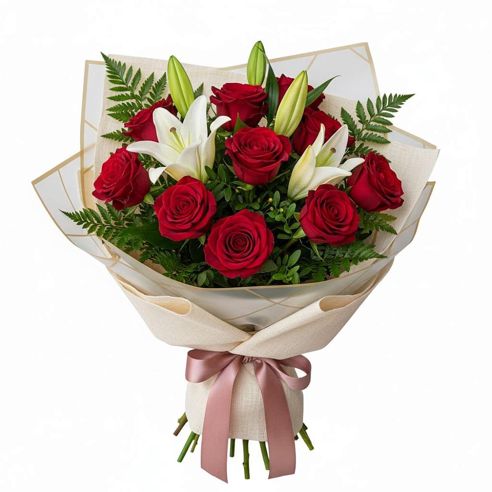 Букет цветов из: Лилии и Розы в Мелиховской