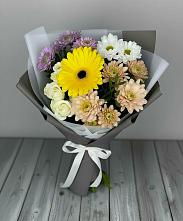 Букет цветов из:  Розы, Герберы и Хризантемы в Мелиховской