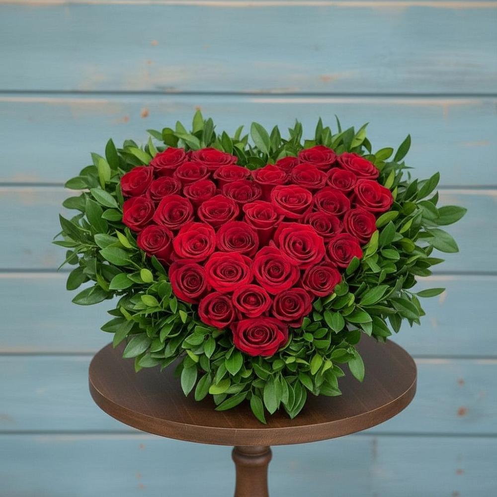 Цветочная композиция из Розы в виде сердца в Мелиховской