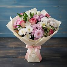 Букет цветов из:  Хризантемы, Альстромерии и Розы в Мелиховской