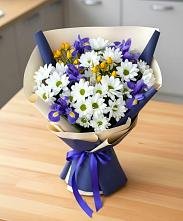 Букет цветов из:  Розы, Ирисы и Хризантемы в Мелиховской