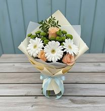 Букет цветов из:  Герберы, Розы и Хризантемы в Мелиховской