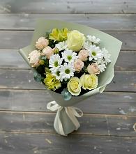 Букет цветов из:  Альстромерии, Розы и Хризантемы в Мелиховской