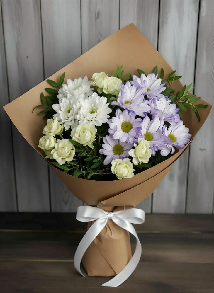 Букет цветов из: Хризантемы и Розы в Мелиховской